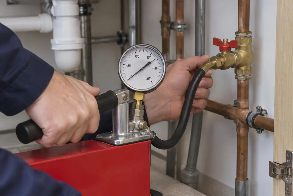 Lekdetectie Landsmeer – druktest op een waterleiding met een manometer