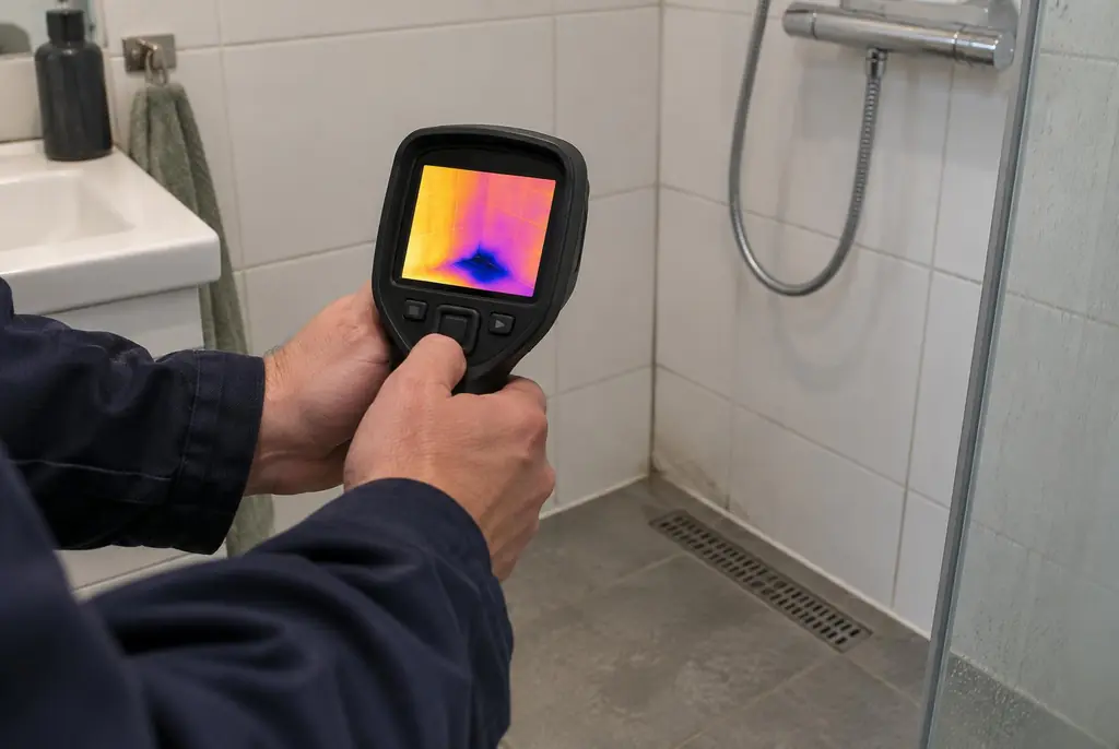 Lekdetectie Landsmeer – lekdetectiespecialist met warmtebeeldcamera in een badkamer