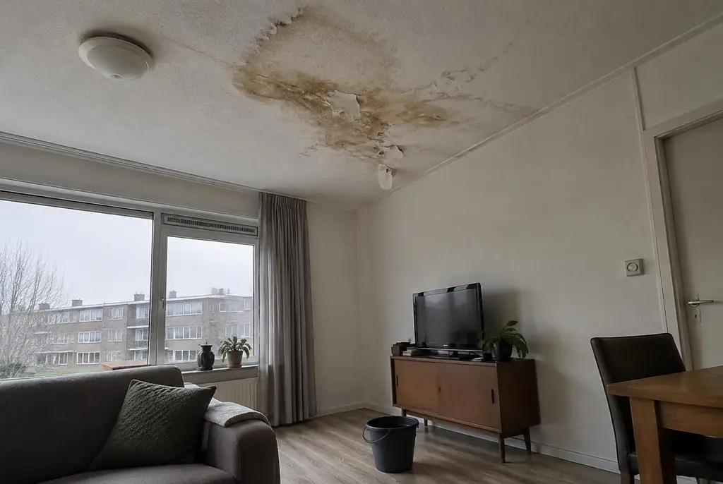 Lekdetectie Landsmeer – vochtplek op het plafond onder een badkamer